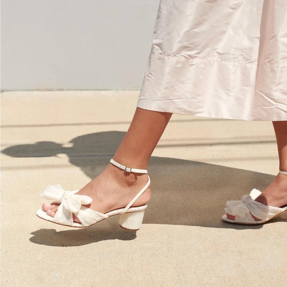 Loeffler Randall | Shoes | Loeffler Randall Dahlia Pleated Bow Heel With Ankle  Strap In Pearl White Size 7 | Poshmark